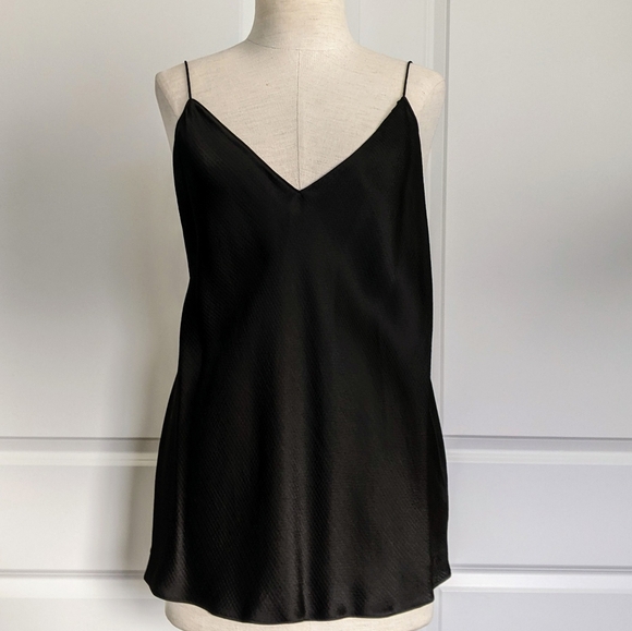 Theory Top Camisole V-Neck Sleeveless Silky Textured Lightweight Black L NWT - Picture 2 of 15
